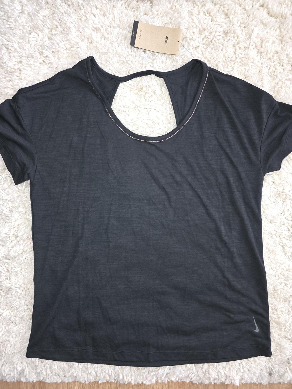Nike Black Short-Sleeve Keyhole Performance Tee